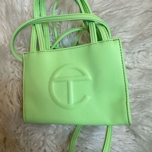 Telfar Green Mini Bag with Embossed Logo and Dual Straps